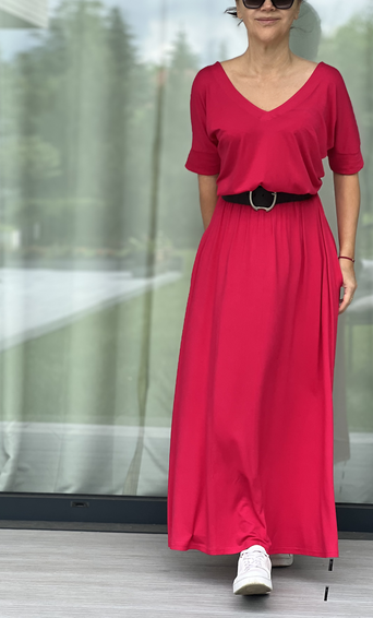 Sukienka PEONY MALINA  maxi