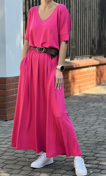 Sukienka PEONY FUKSJA maxi